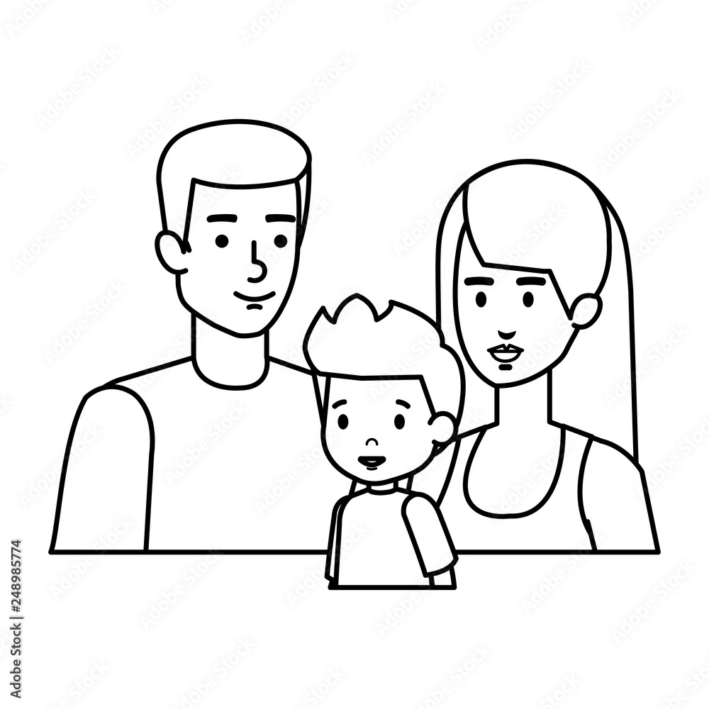 parents couple with son characters