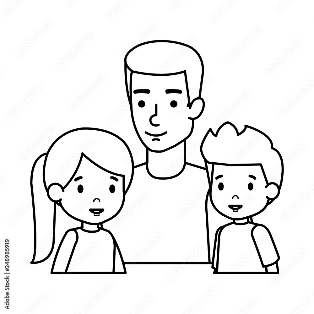 father with son and daughter characters father with son and daughter characters