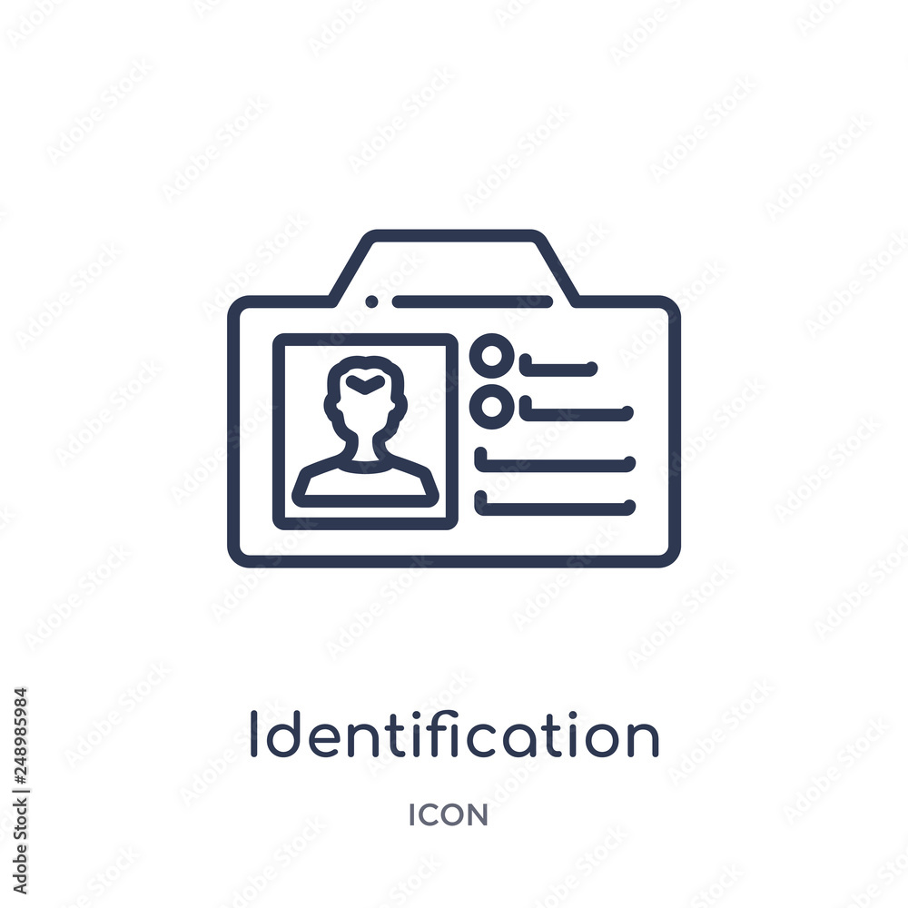 identification pass icon from people outline collection. Thin line identification pass icon isolated on white background. identification pass icon from people outline collection. Thin line identification pass icon isolated on white background.