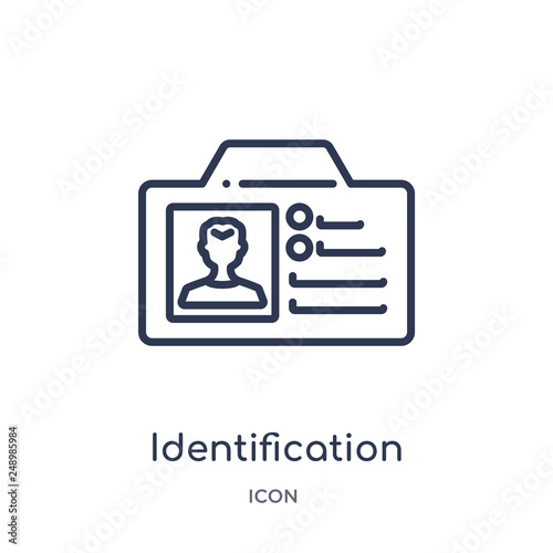 identification pass icon from people outline collection. Thin line identification pass icon isolated on white background.