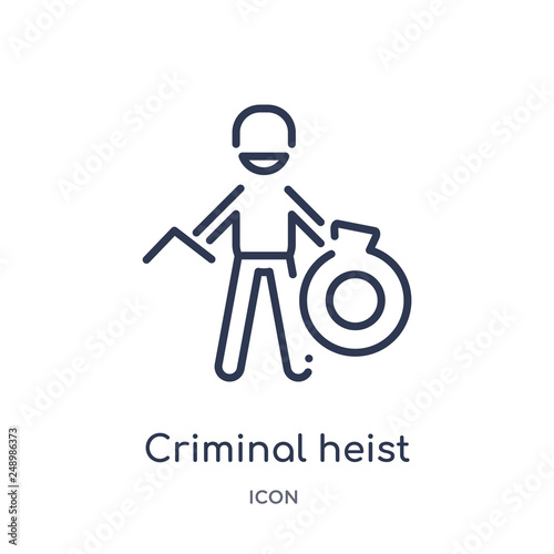 criminal heist icon from people outline collection. Thin line criminal heist icon isolated on white background.