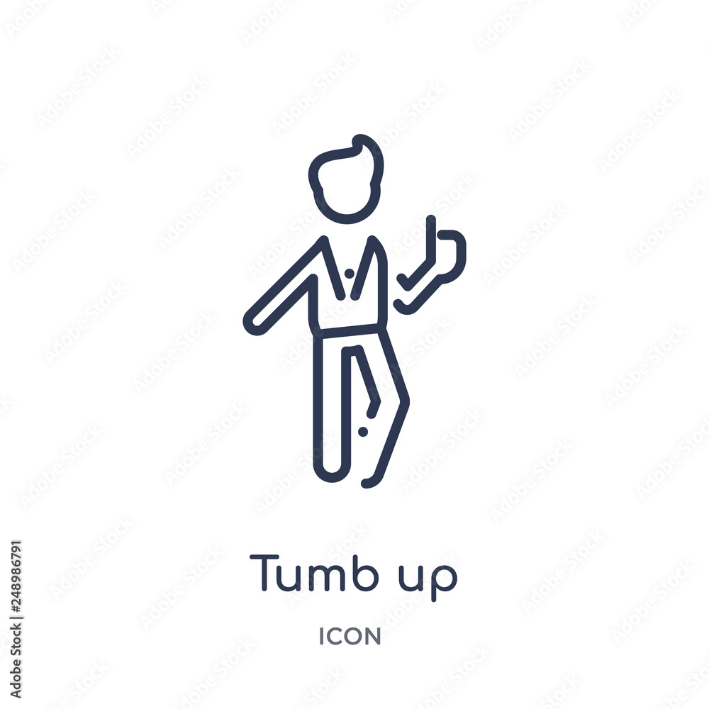tumb up business man icon from people outline collection. Thin line tumb up business man icon isolated on white background. tumb up business man icon from people outline collection. Thin line tumb up business man icon isolated on white background.