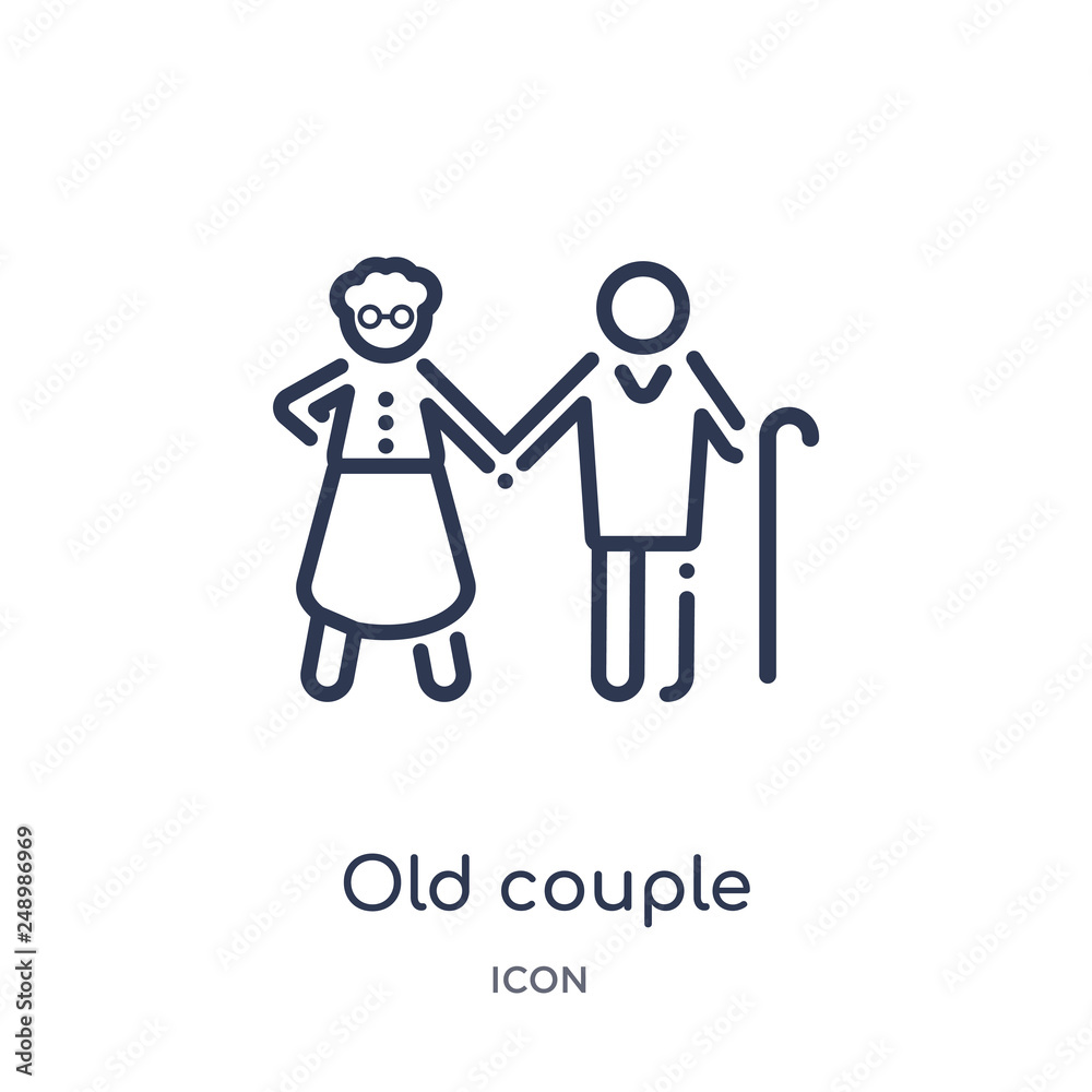 old couple icon from people outline collection. Thin line old couple icon isolated on white background. old couple icon from people outline collection. Thin line old couple icon isolated on white background.