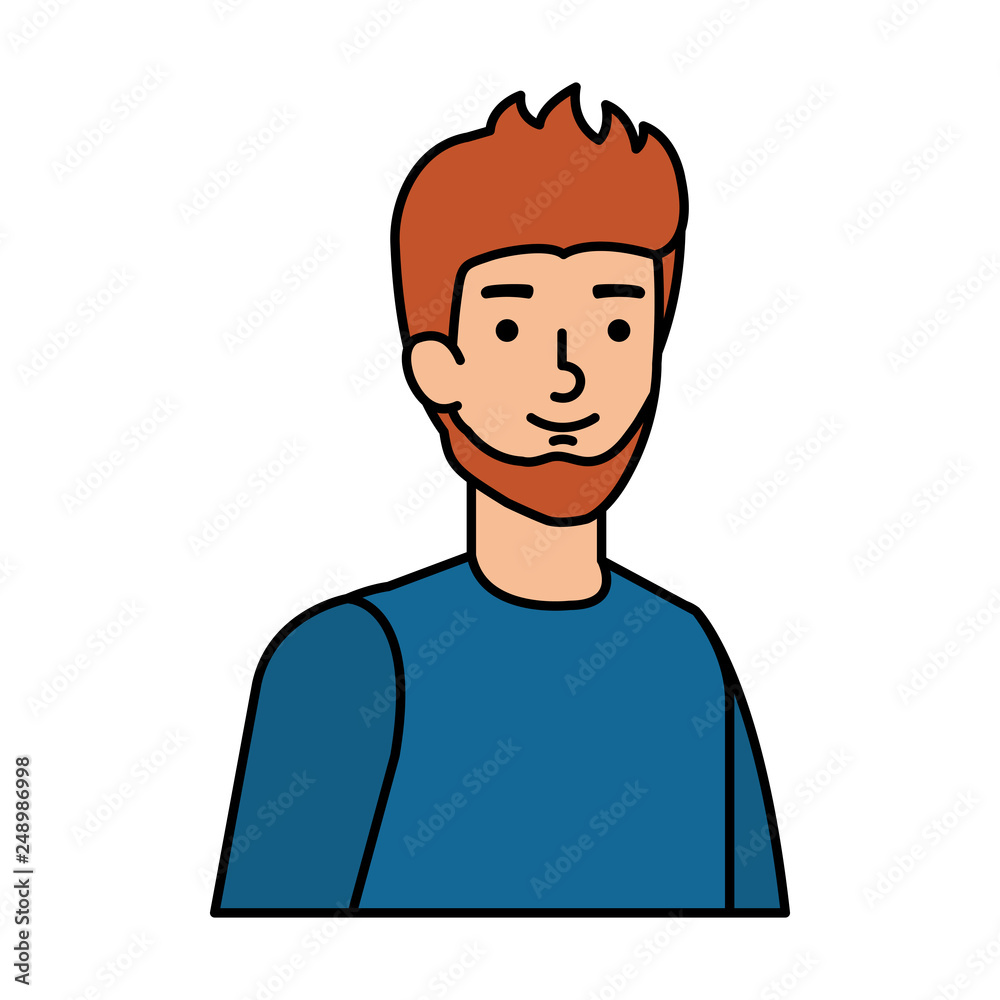 young and casual man with beard character