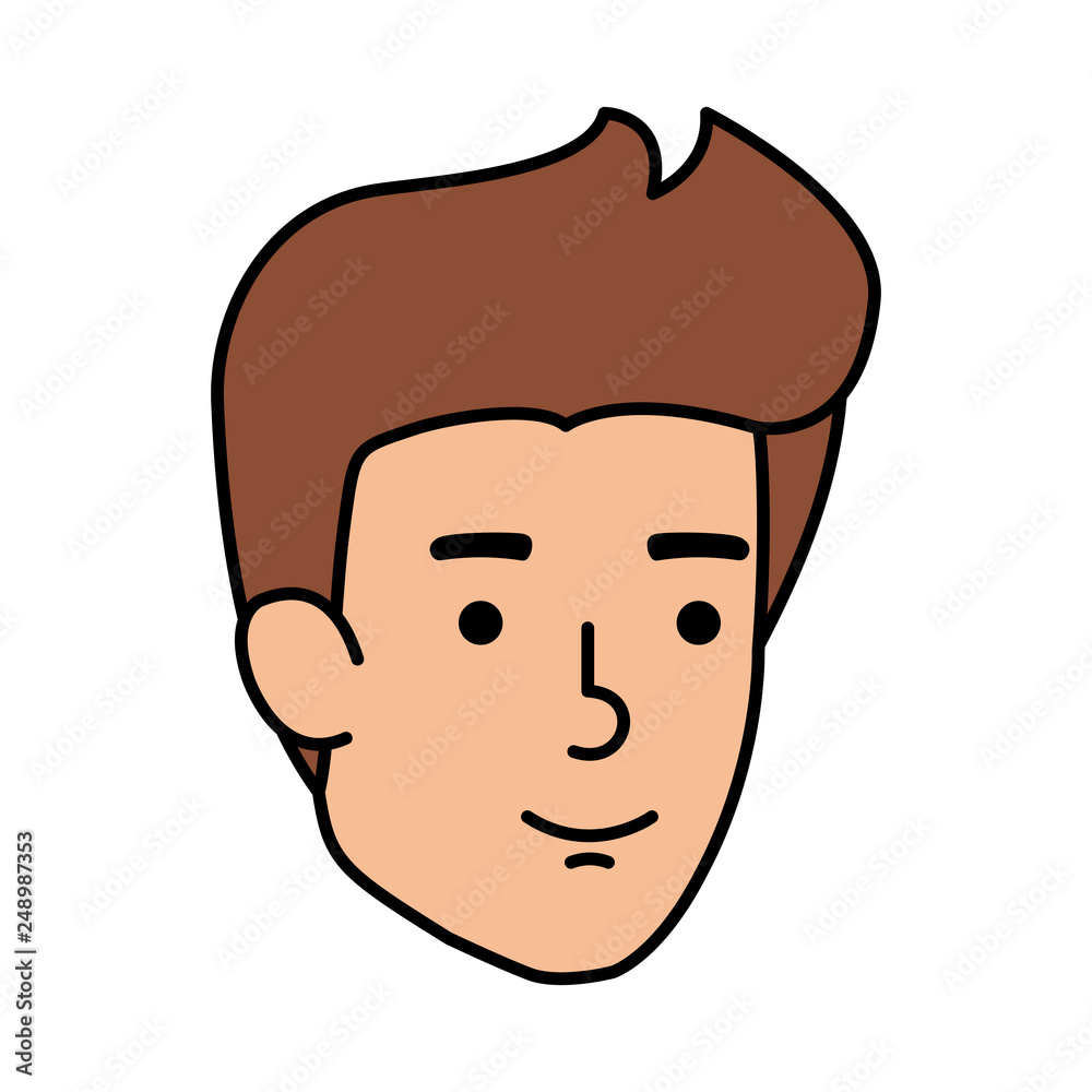 young and casual man head character young and casual man head character