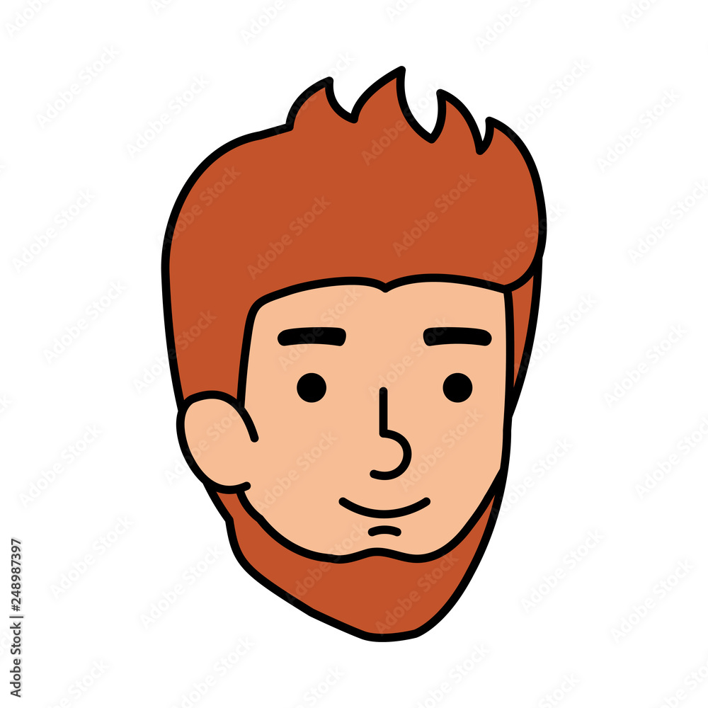 young and casual man with beard head character