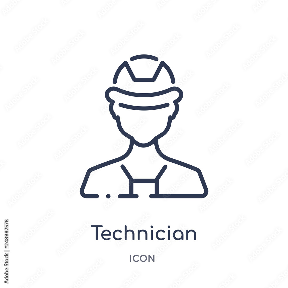 technician icon from people outline collection. Thin line technician icon isolated on white background.