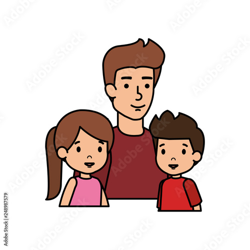 father with son and daughter characters
