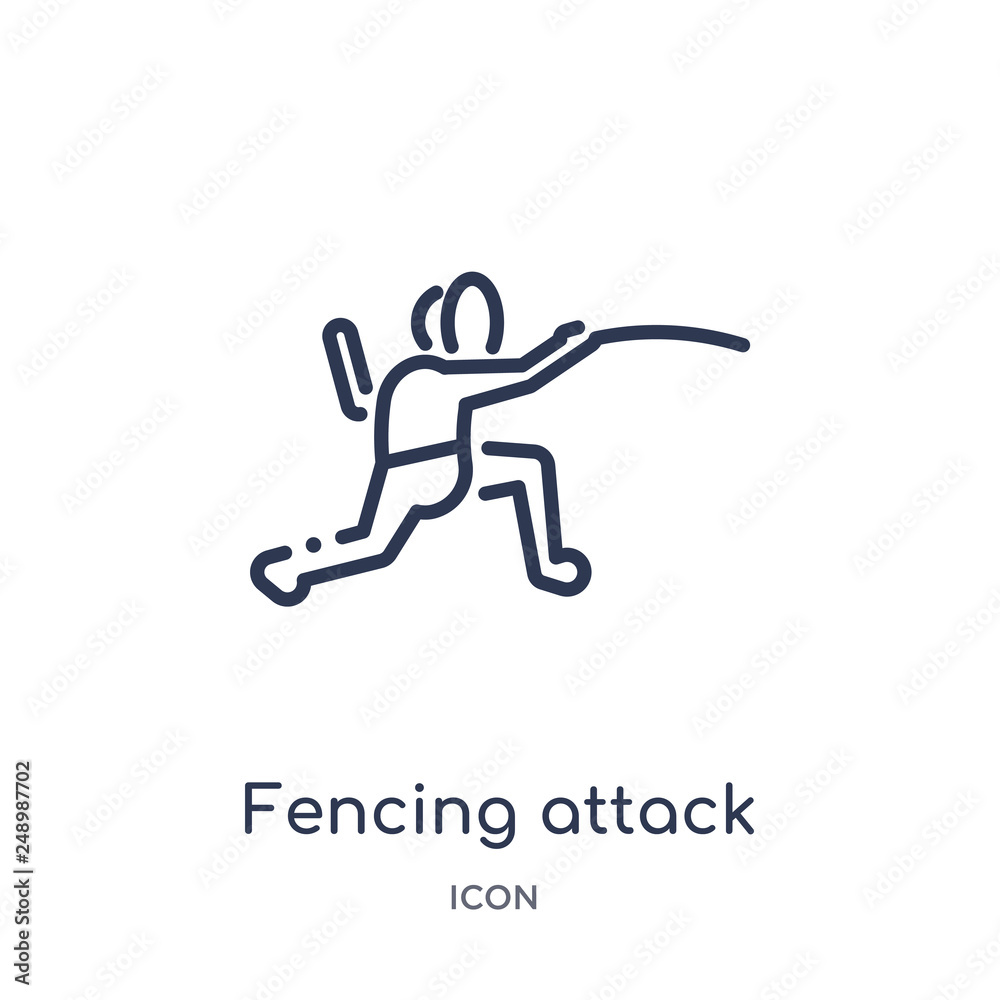 fencing attack icon from people outline collection. Thin line fencing attack icon isolated on white background. fencing attack icon from people outline collection. Thin line fencing attack icon isolated on white background.