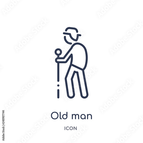 old man icon from people outline collection. Thin line old man icon isolated on white background.