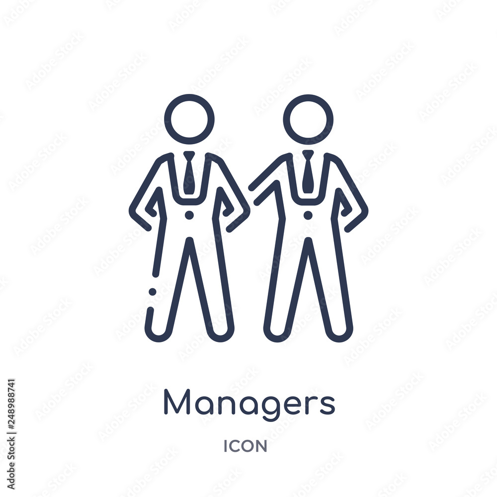 managers icon from people outline collection. Thin line managers icon isolated on white background. managers icon from people outline collection. Thin line managers icon isolated on white background.