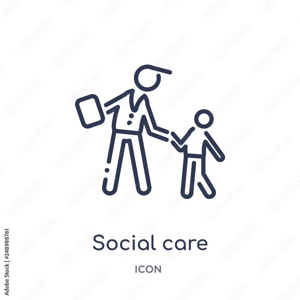 social care icon from people outline collection. Thin line social care icon isolated on white background. social care icon from people outline collection. Thin line social care icon isolated on white background.