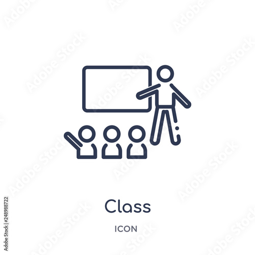 class icon from people outline collection. Thin line class icon isolated on white background.