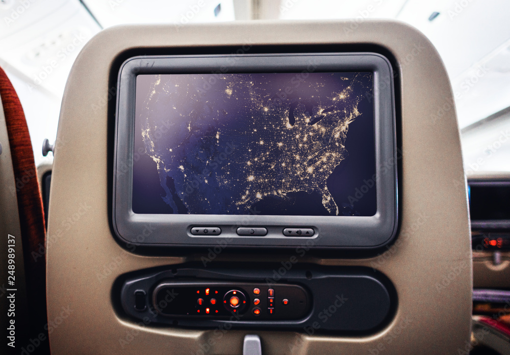 Entertainment visual screen on a plane Entertainment visual screen on a plane