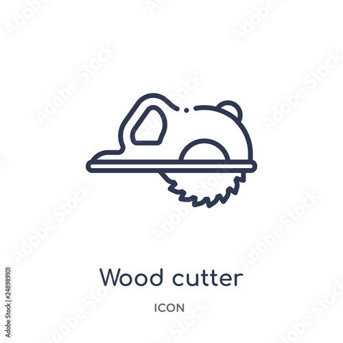 wood cutter icon from other outline collection. Thin line wood cutter icon isolated on white background.