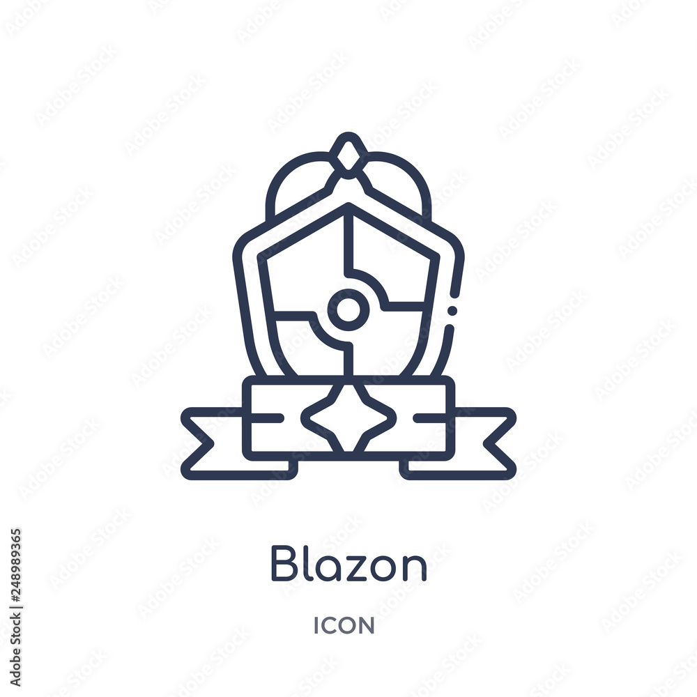 blazon icon from other outline collection. Thin line blazon icon isolated on white background. blazon icon from other outline collection. Thin line blazon icon isolated on white background.