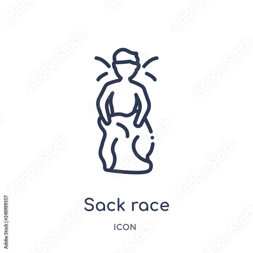 sack race icon from other outline collection. Thin line sack race icon isolated on white background.
