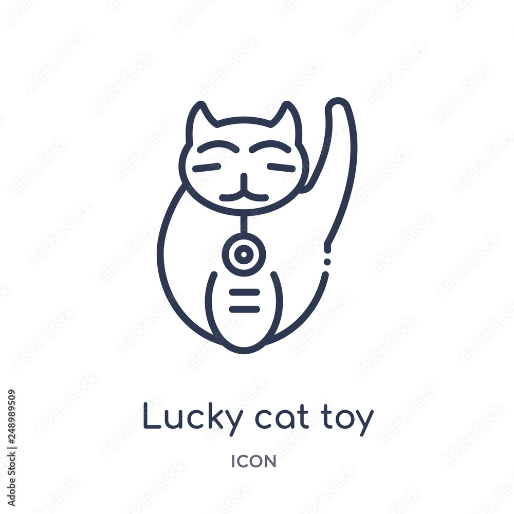 lucky cat toy icon from other outline collection. Thin line lucky cat toy icon isolated on white background. lucky cat toy icon from other outline collection. Thin line lucky cat toy icon isolated on white background.
