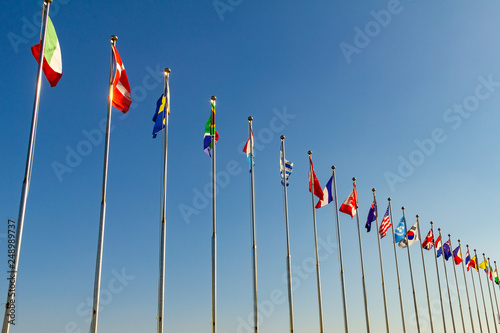 Flags flying in the wind