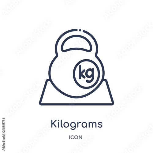 kilograms icon from other outline collection. Thin line kilograms icon isolated on white background.