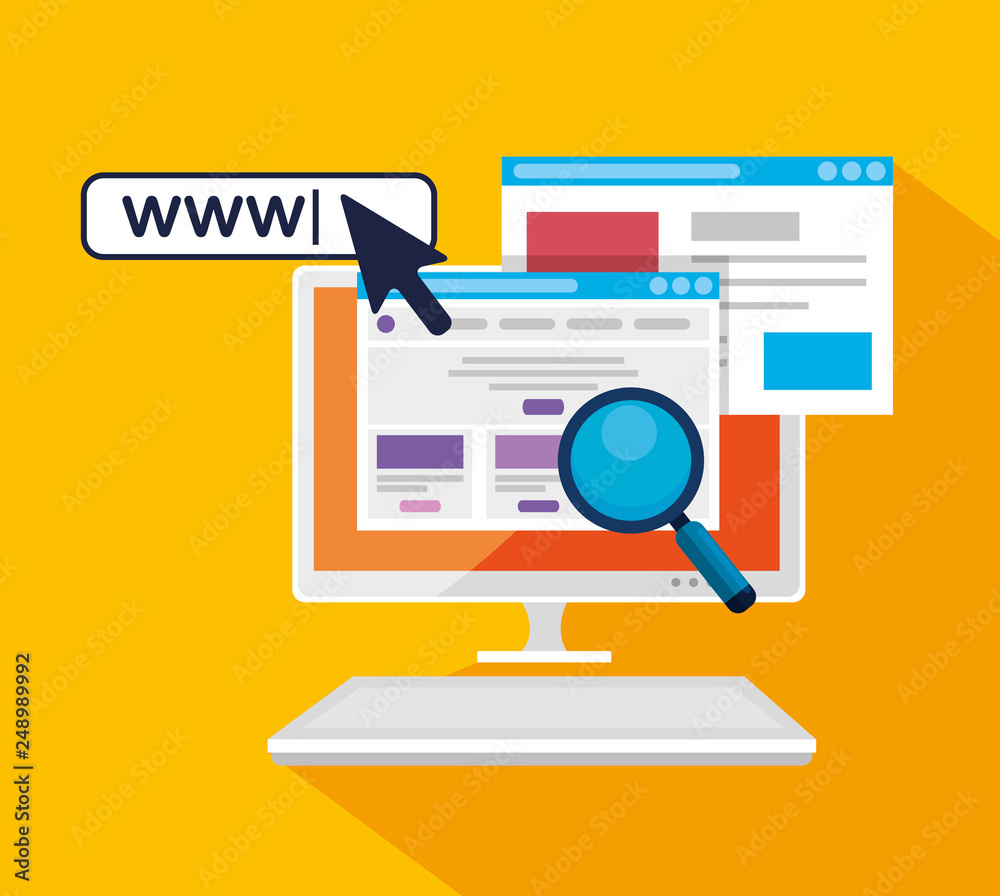 computer with arrow pointer cursor and search bar computer with arrow pointer cursor and search bar