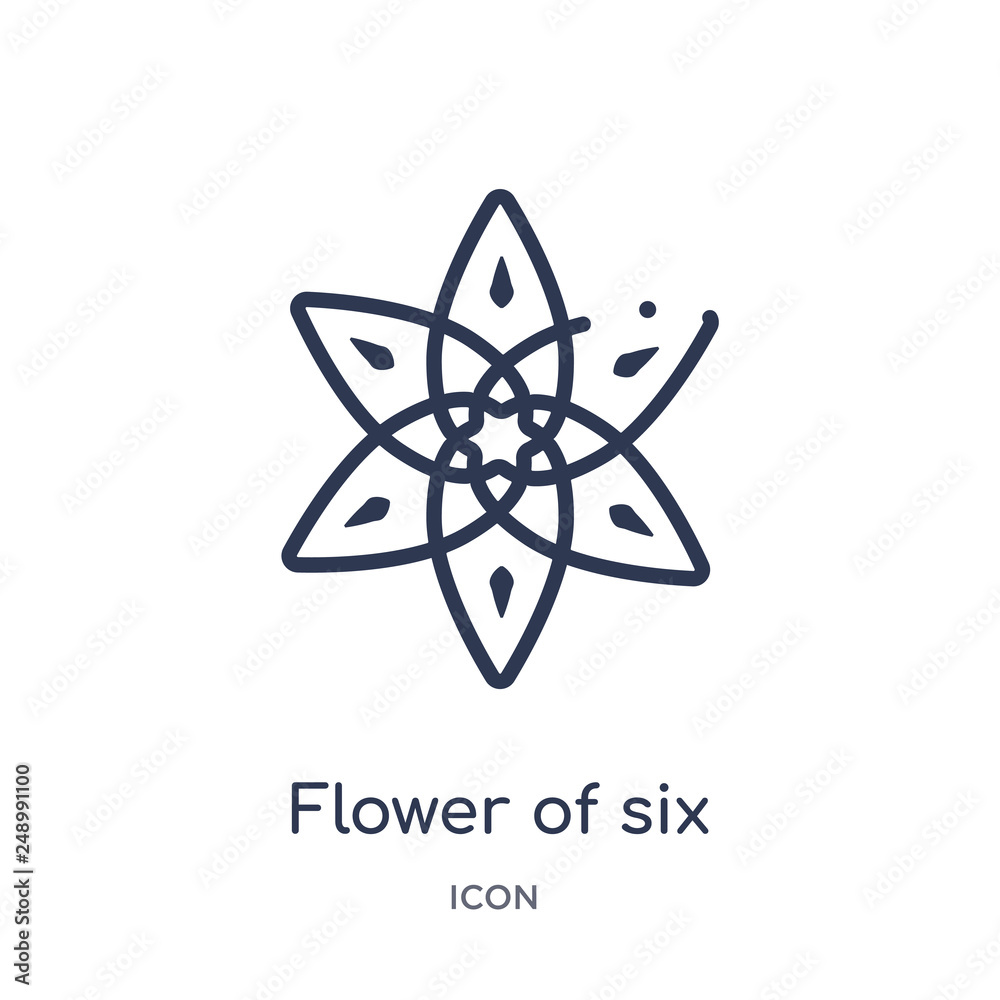 flower of six petals from japan icon from japan icon from nature outline collection. Thin line flower of six petals from japan icon isolated on white background. flower of six petals from japan icon from japan icon from nature outline collection. Thin line flower of six petals from japan icon isolated on white background.