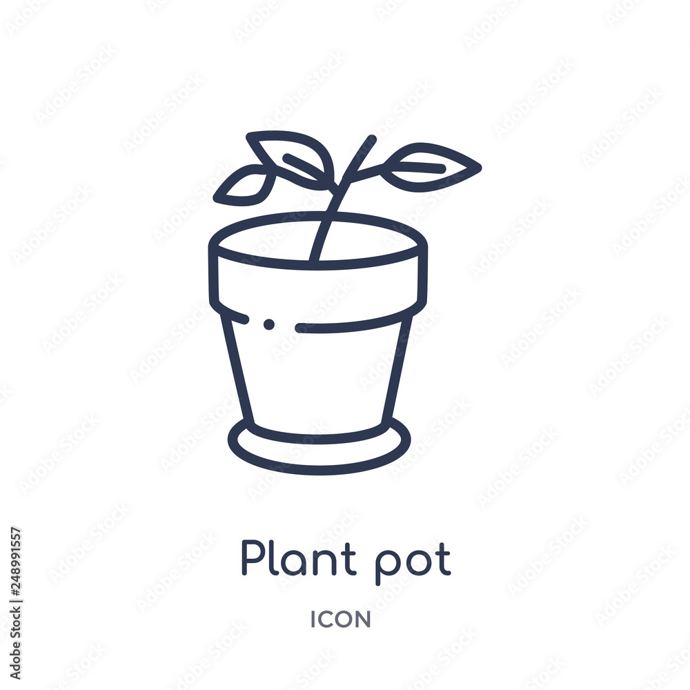 Plakat plant pot icon from nature outline collection. Thin line plant pot icon isolated on white background.