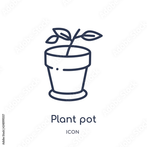 Plakat plant pot icon from nature outline collection. Thin line plant pot icon isolated on white background.