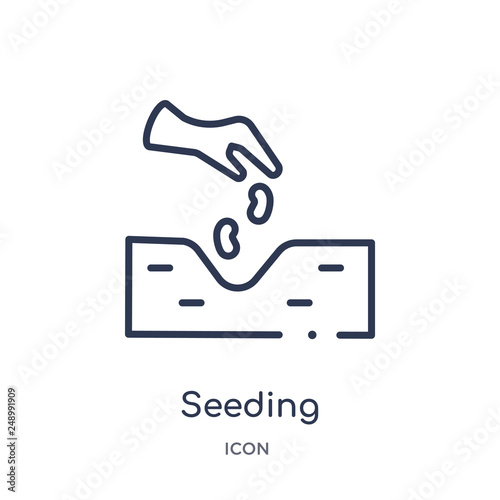 seeding icon from nature outline collection. Thin line seeding icon isolated on white background.