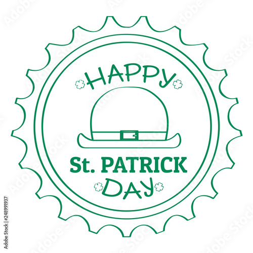 Outline of a patrick day label with irish elf legs. Vector illustration design