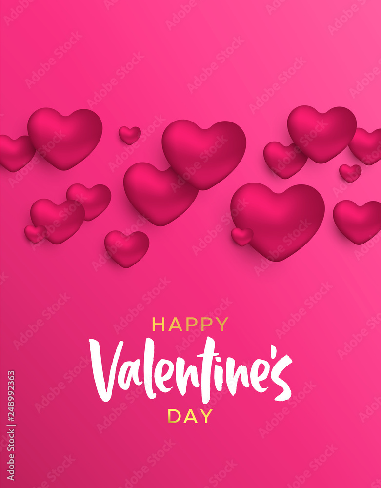 Valentines Day pink heart shape love concept card