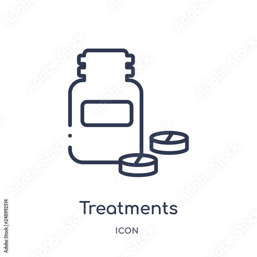 treatments icon from nature outline collection. Thin line treatments icon isolated on white background.