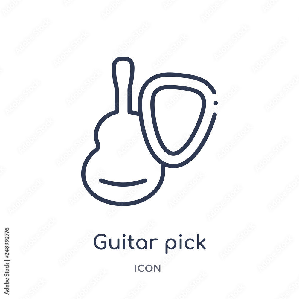 guitar pick icon from music outline collection. Thin line guitar pick icon isolated on white background. guitar pick icon from music outline collection. Thin line guitar pick icon isolated on white background.