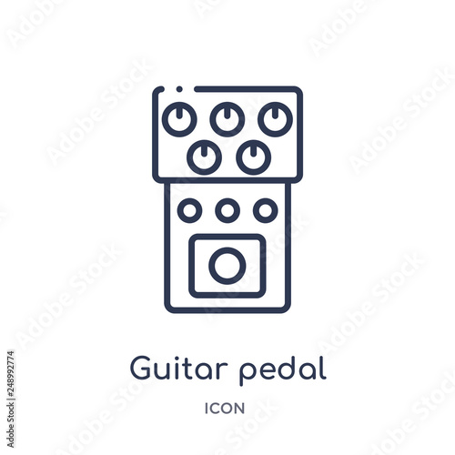 guitar pedal icon from music outline collection. Thin line guitar pedal icon isolated on white background.