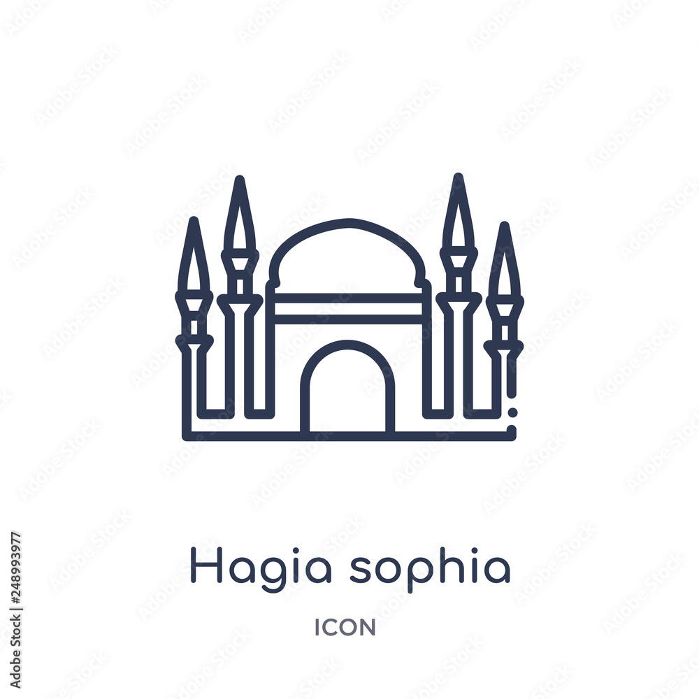 hagia sophia icon from monuments outline collection. Thin line hagia sophia icon isolated on white background.