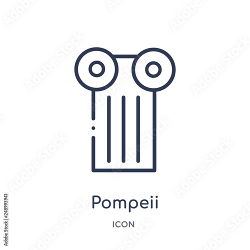 pompeii icon from monuments outline collection. Thin line pompeii icon isolated on white background.