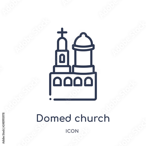 domed church icon from monuments outline collection. Thin line domed church icon isolated on white background.