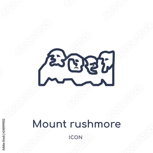 mount rushmore icon from monuments outline collection. Thin line mount rushmore icon isolated on white background. photo