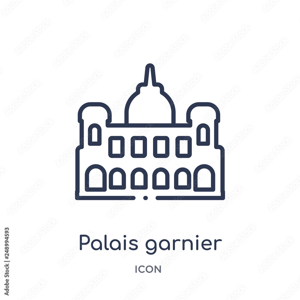 palais garnier icon from monuments outline collection. Thin line palais garnier icon isolated on white background.