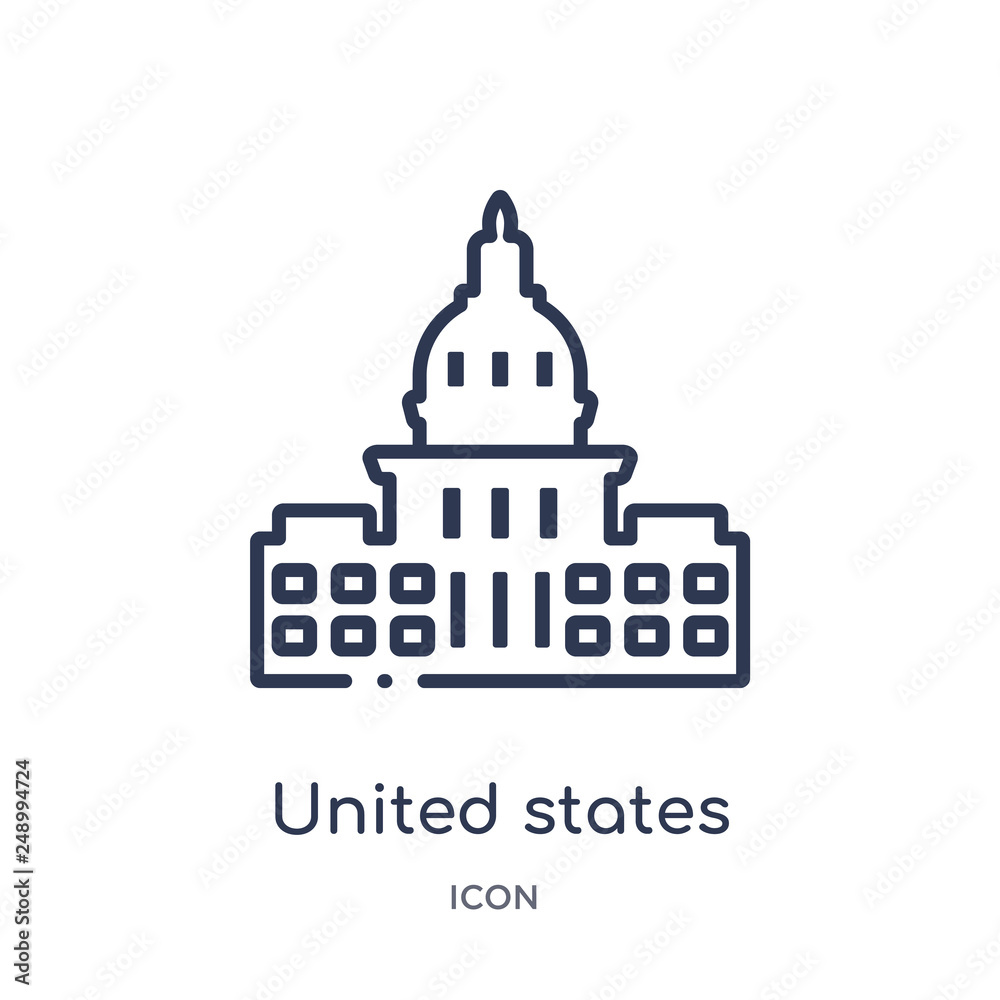 united states capitol icon from monuments outline collection. Thin line united states capitol icon isolated on white background.