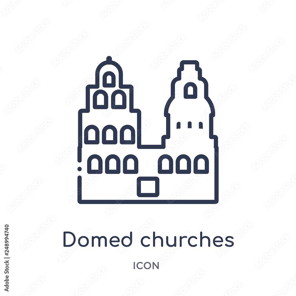 domed churches icon from monuments outline collection. Thin line domed churches icon isolated on white background.