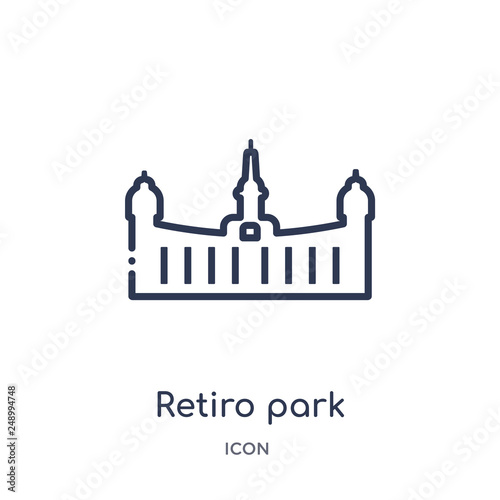 retiro park icon from monuments outline collection. Thin line retiro park icon isolated on white background. photo