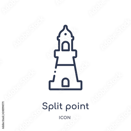 split point lighthouse icon from monuments outline collection. Thin line split point lighthouse icon isolated on white background.