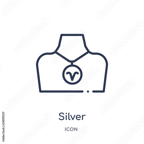 silver icon from zodiac outline collection. Thin line silver icon isolated on white background.