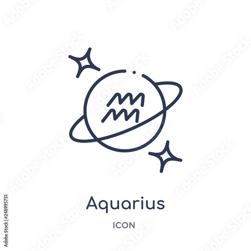 aquarius icon from zodiac outline collection. Thin line aquarius icon isolated on white background.