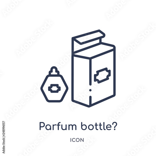 parfum bottle? icon from woman clothing outline collection. Thin line parfum bottle? icon isolated on white background.