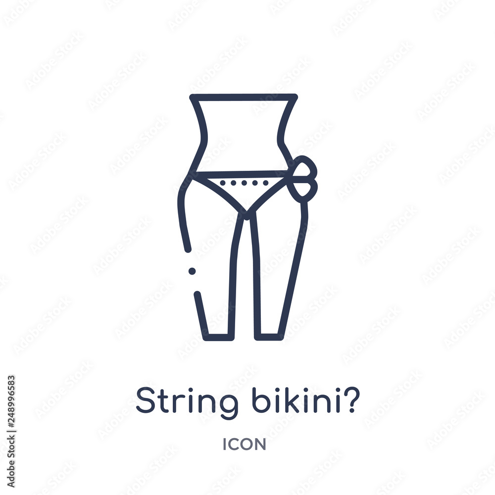 string bikini? icon from woman clothing outline collection. Thin line string bikini? icon isolated on white background. string bikini? icon from woman clothing outline collection. Thin line string bikini? icon isolated on white background.