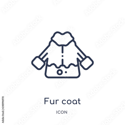 fur coat icon from winter outline collection. Thin line fur coat icon isolated on white background.