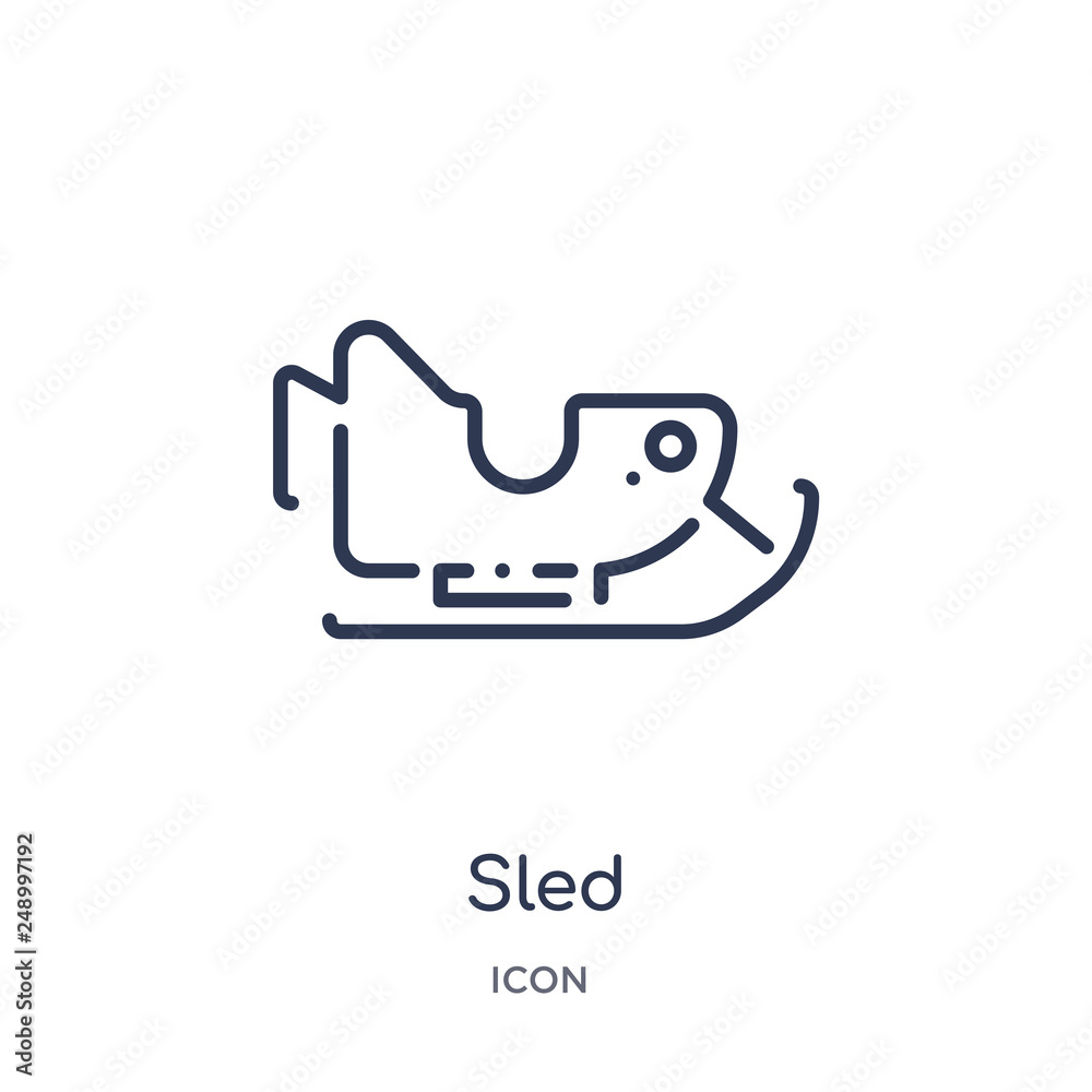 sled icon from winter outline collection. Thin line sled icon isolated on white background. sled icon from winter outline collection. Thin line sled icon isolated on white background.