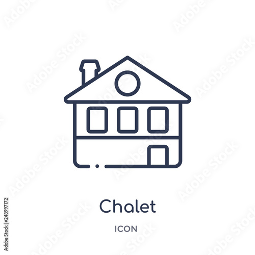 chalet icon from winter outline collection. Thin line chalet icon isolated on white background.